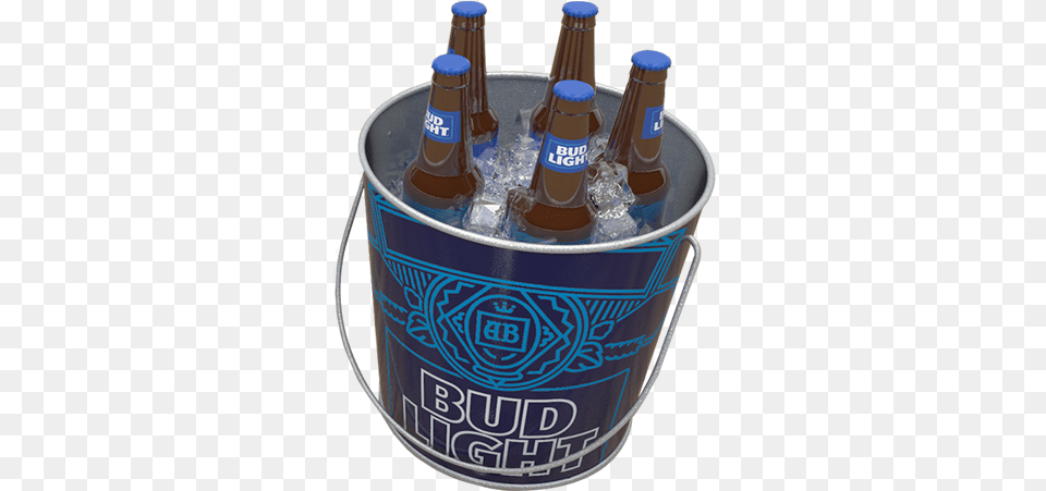 Bud Light Metal Beer Bucket Beer Bottle, Alcohol, Beverage, Beer Bottle, Liquor Png Image