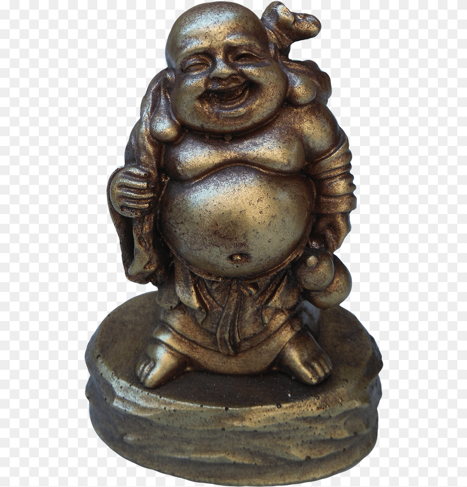 Buddha Money Bag 10cm Bronze Sculpture, Figurine, Person, Art, Face Free Transparent Png