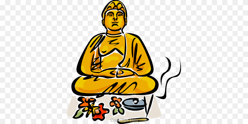 Buddha With Flowers And Incense Royalty Vector Clip Art, Prayer, Adult, Male, Man Free Png Download