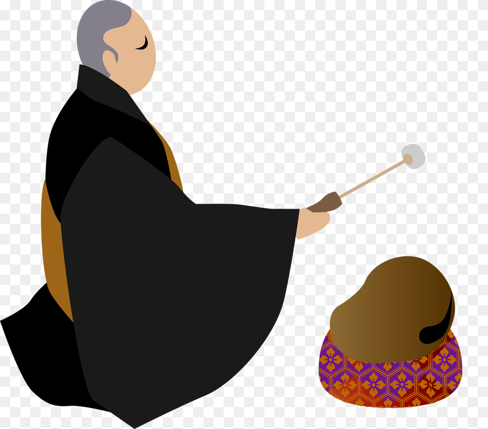 Buddhism Monk Wooden Fish Percussion Instrument Used By Monks Clipart, People, Person, Adult, Male Png