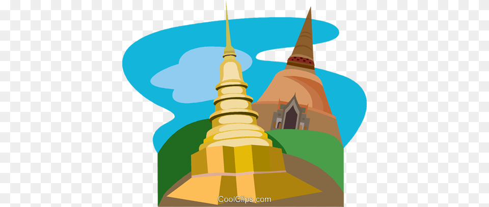 Buddhist Temple Of Lamphun Royalty Vector Clip Art, Architecture, Building, Spire, Tower Free Png