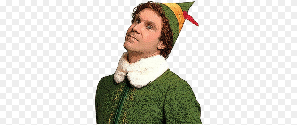 Buddy Elf The Sticker By Keith Mcindoe Want To Put My Christmas Tree Up, Clothing, Hat, Adult, Person Free Transparent Png