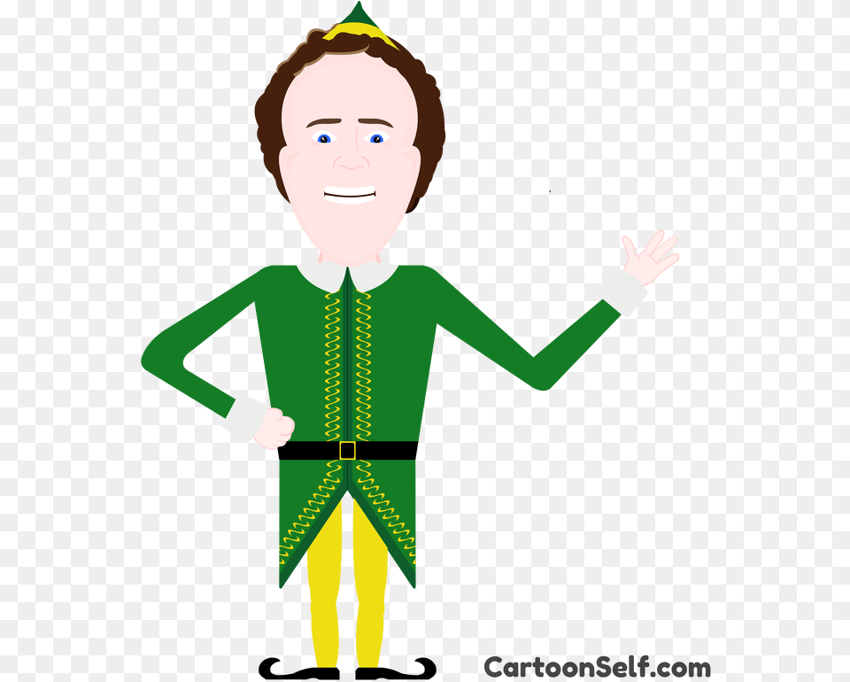 Buddy The Elf Cartoon Will Ferrell Elf, Clothing, Costume, Sleeve, Person Free Png Download