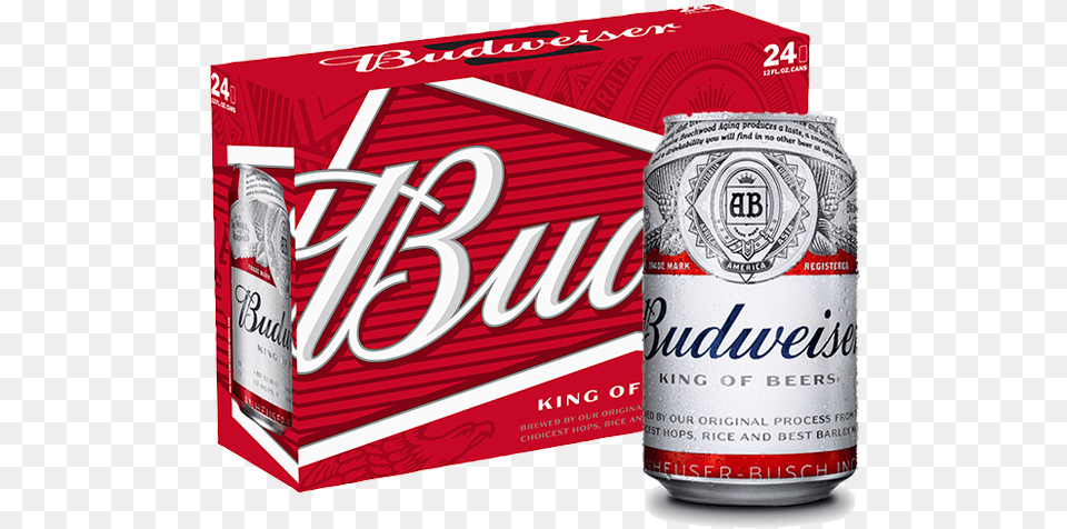 Budweiser 24 Cans, Alcohol, Beer, Beverage, Lager Free Png