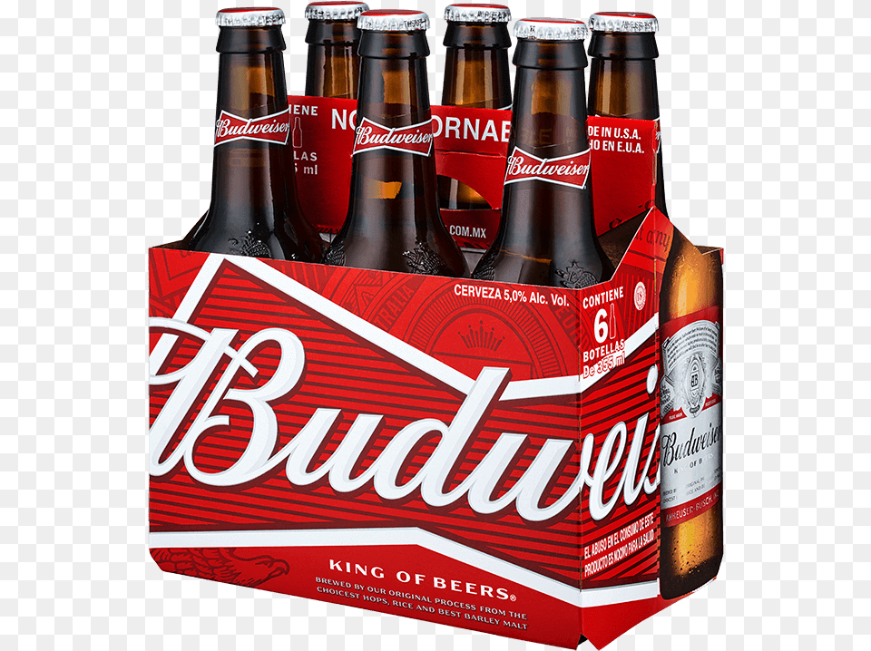 Budweiser 6pack Pack Budweiser, Alcohol, Beer, Beer Bottle, Beverage Free Transparent Png