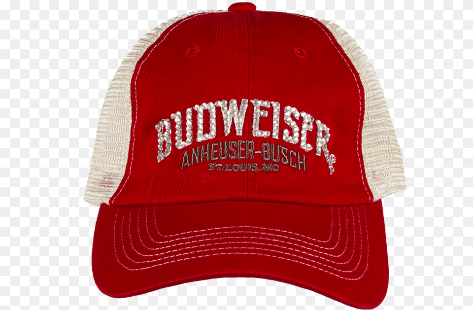 Budweiser Bling Hat Red Trucker Hat, Baseball Cap, Cap, Clothing, Accessories Png
