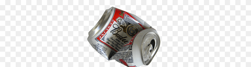 Budweiser Crushed Can, Tin, Alcohol, Beer, Beverage Png Image
