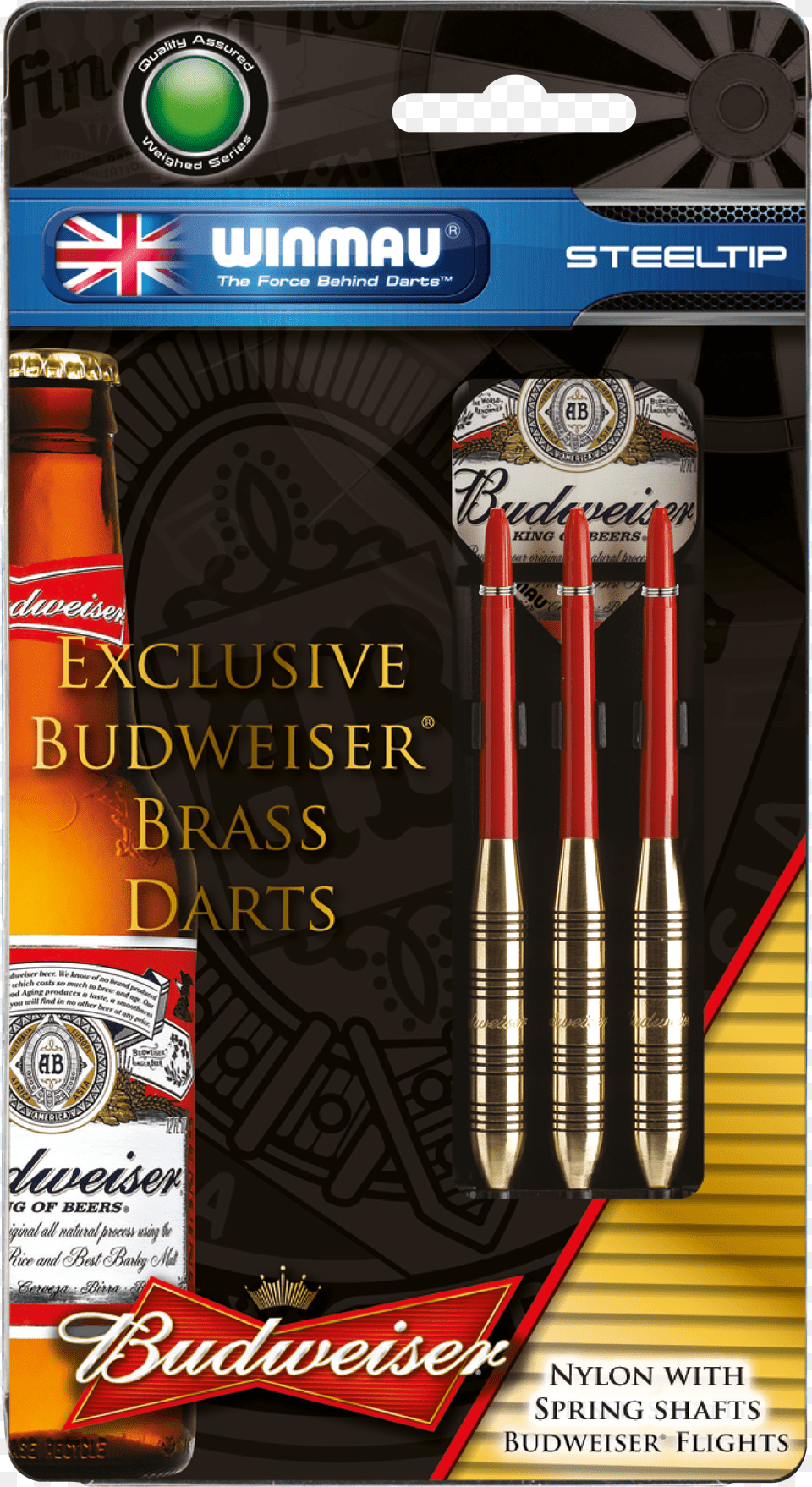 Budweiser Dart Packaging Winmau Exclusive Budweiser Brass Darts, Alcohol, Beer, Beverage, Can Png