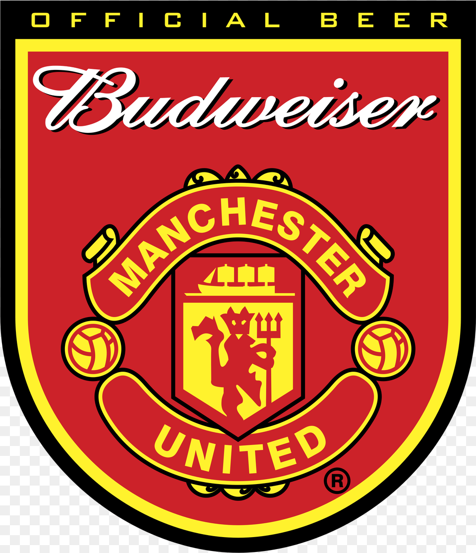 Budweiser Manchester United Logo Transparent Manchester United, Dynamite, Weapon, Badge, Symbol Free Png Download