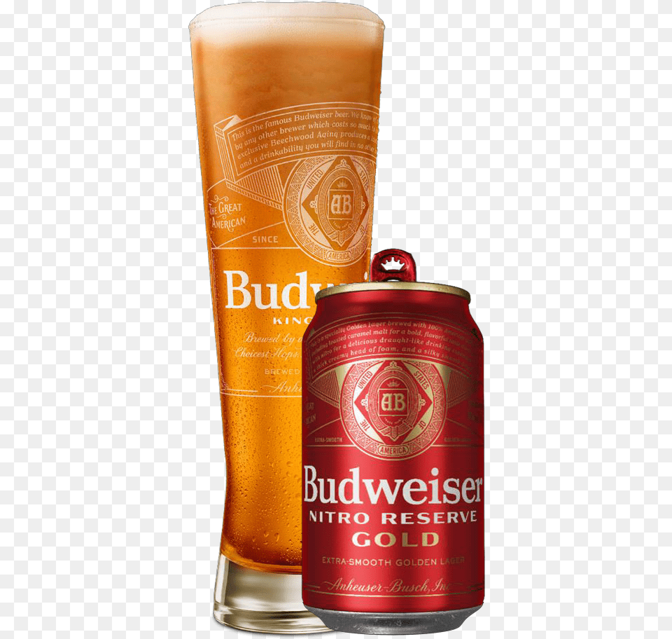 Budweiser Nitro Reserve Gold Gu0026m Distributors Guinness, Alcohol, Beer, Beverage, Glass Free Transparent Png