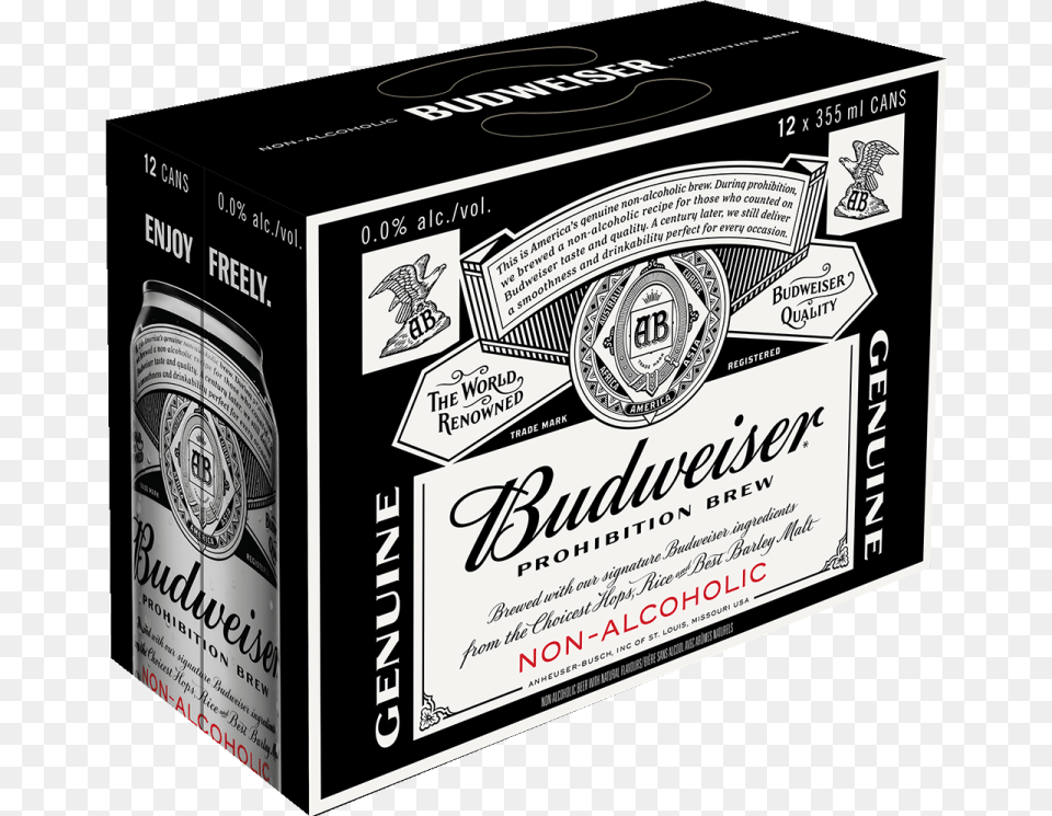 Budweiser Prohibition Brew, Alcohol, Beer, Beverage, Box Png