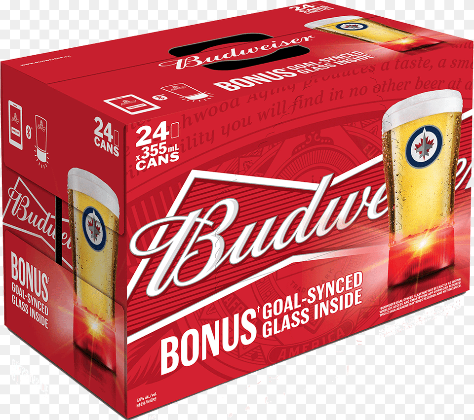 Budweiser Winnipeg Jets Pack With Red Light Goal Synced, Alcohol, Beer, Beverage, Lager Png Image