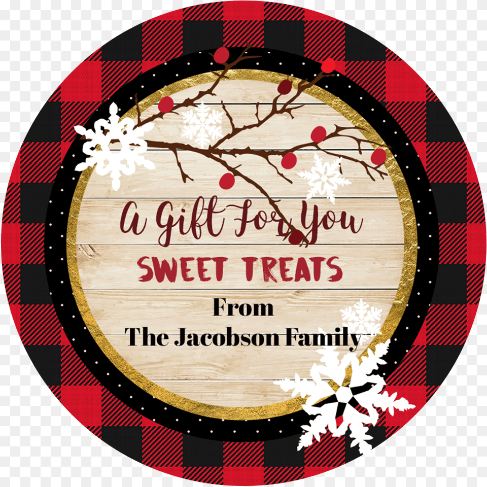 Buffalcheck Gift Or Treat Sticker, Tartan Free Png Download