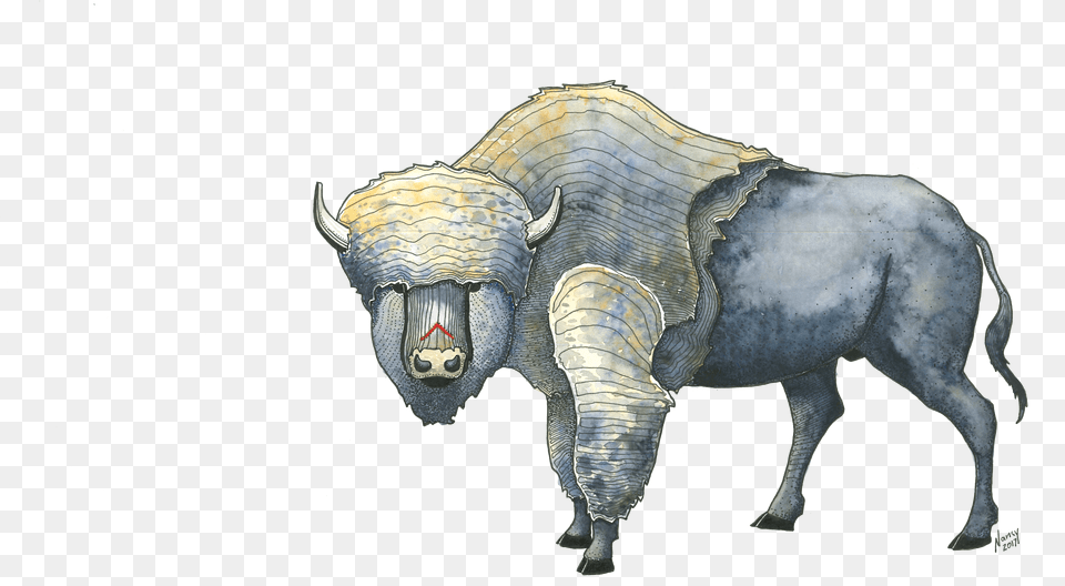 Buffalo Art Pen U0026 Ink And Watercolor Peptalks Bull, Animal, Mammal, Wildlife, Elephant Free Png Download