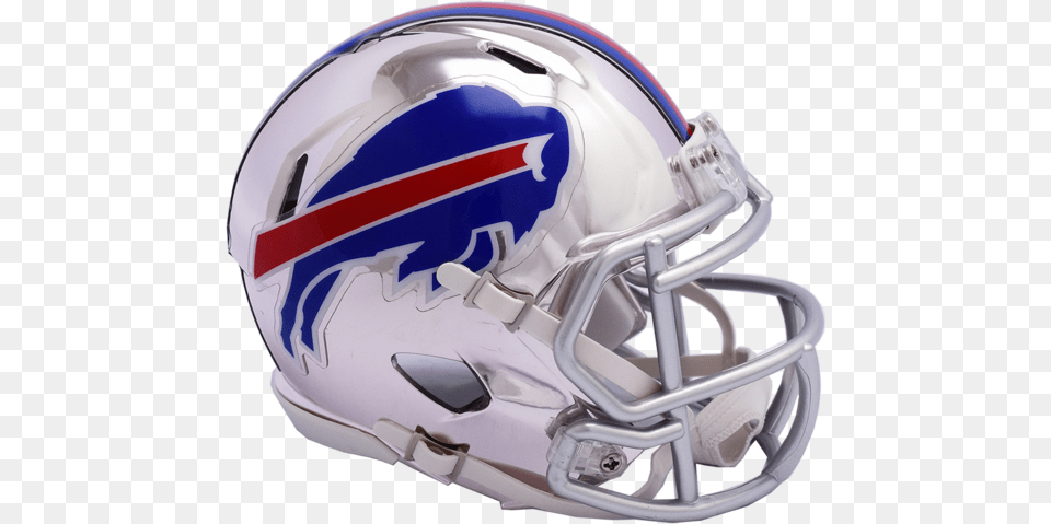Buffalo Bills Chrome Riddell Speed Mini Football Helmet Buffalo Bills Chrome Helmet, American Football, Sport, Football Helmet, Person Png Image