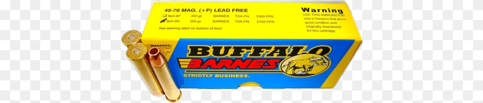 Buffalo Bore 45 70 Magnum Lever Gun 350gr Barnes Tsx, Ammunition, Weapon, Bullet Png Image