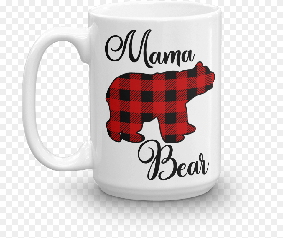 Buffalo Check Mama Bear Mug Mug, Cup, Beverage, Coffee, Coffee Cup Free Png