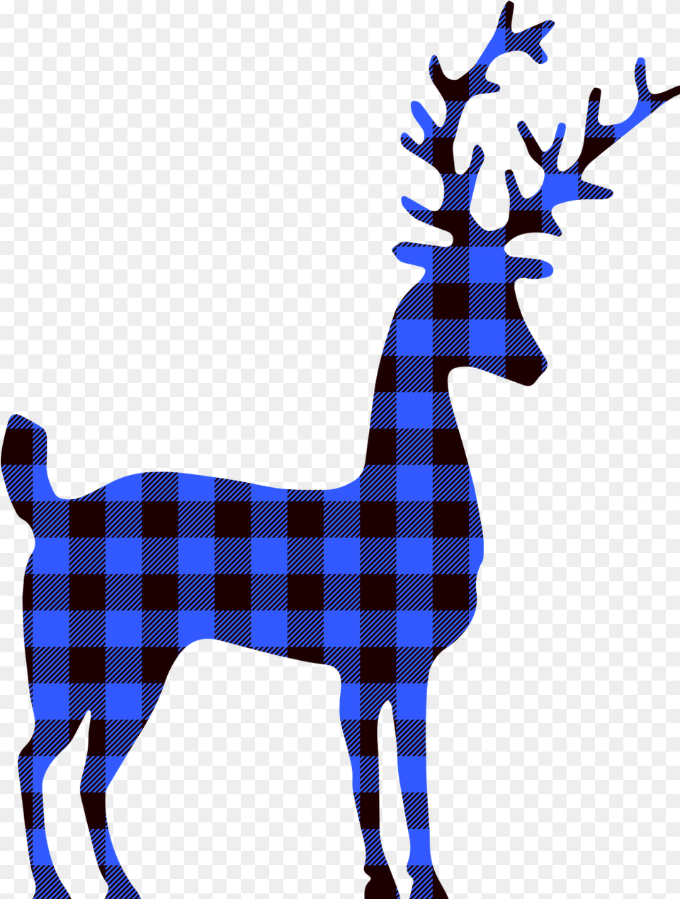 Buffalo Plaid Deer Christmas Blue Reindeer, Animal, Mammal, Wildlife, Adult Png