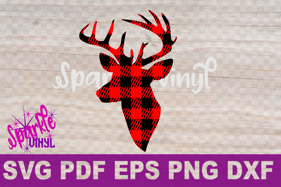 Buffalo Plaid Reindeer Deer Head Silhouette Printable Deer Head Plaid, Logo, Animal, Mammal, Wildlife Free Transparent Png