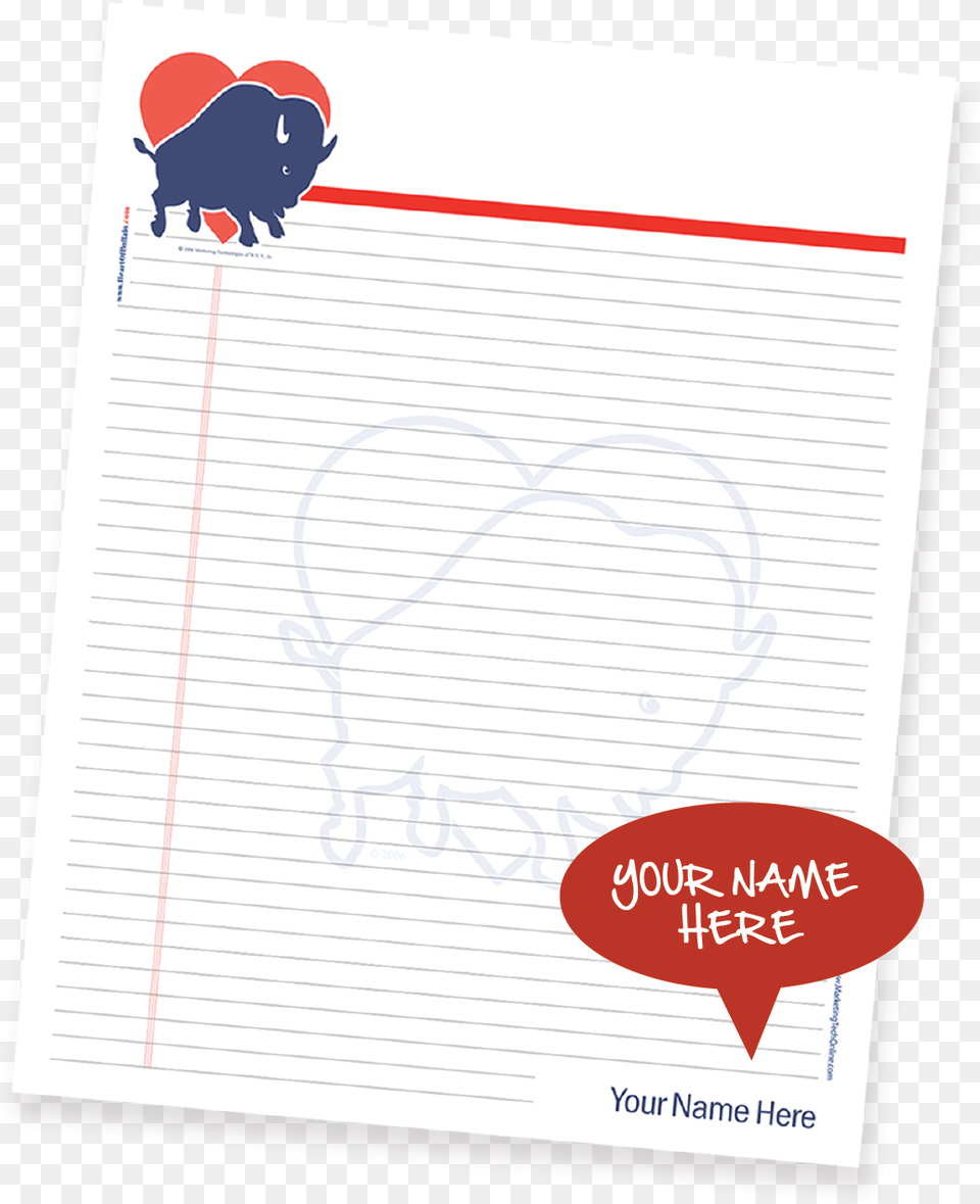 Buffalo Themed Notepad With Your Name In The Bottom Illustration, Page, Text Png