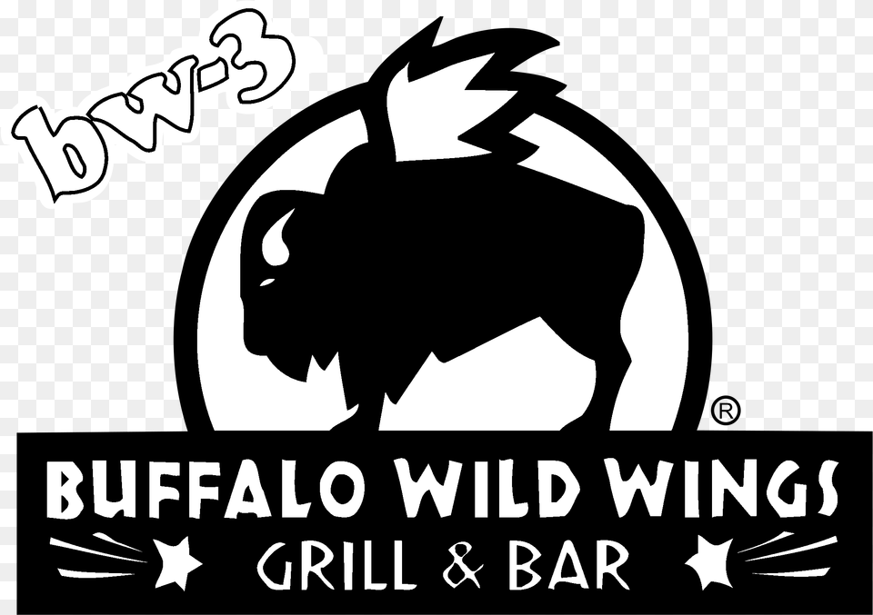 Buffalo Wild Wings Logo Black Buffalo Wild Wings Logo, Animal, Mammal, Wildlife, Cattle Png Image