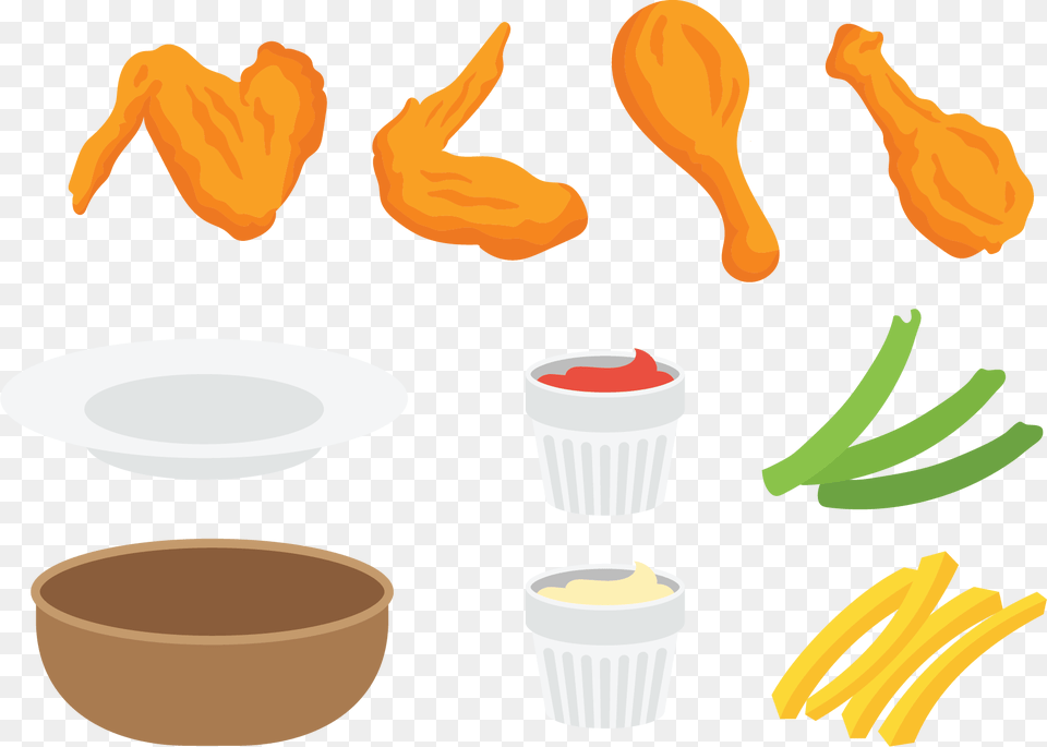 Buffalo Wing Fried Junk Food Clip Art Chicken Wing Clipart, Ketchup, Lunch, Meal Free Transparent Png