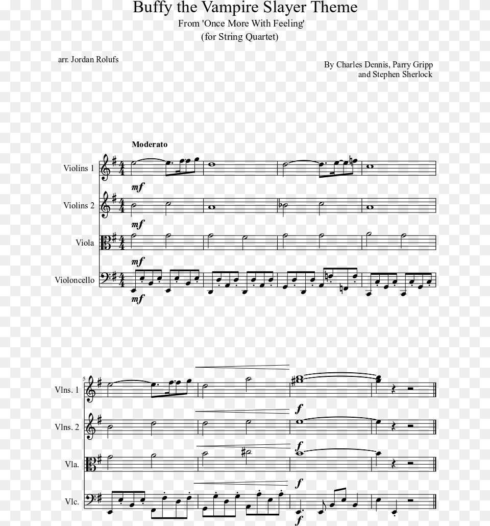 Buffy The Vampire Slayer Theme Sheet Music Composed Music, Gray Free Png