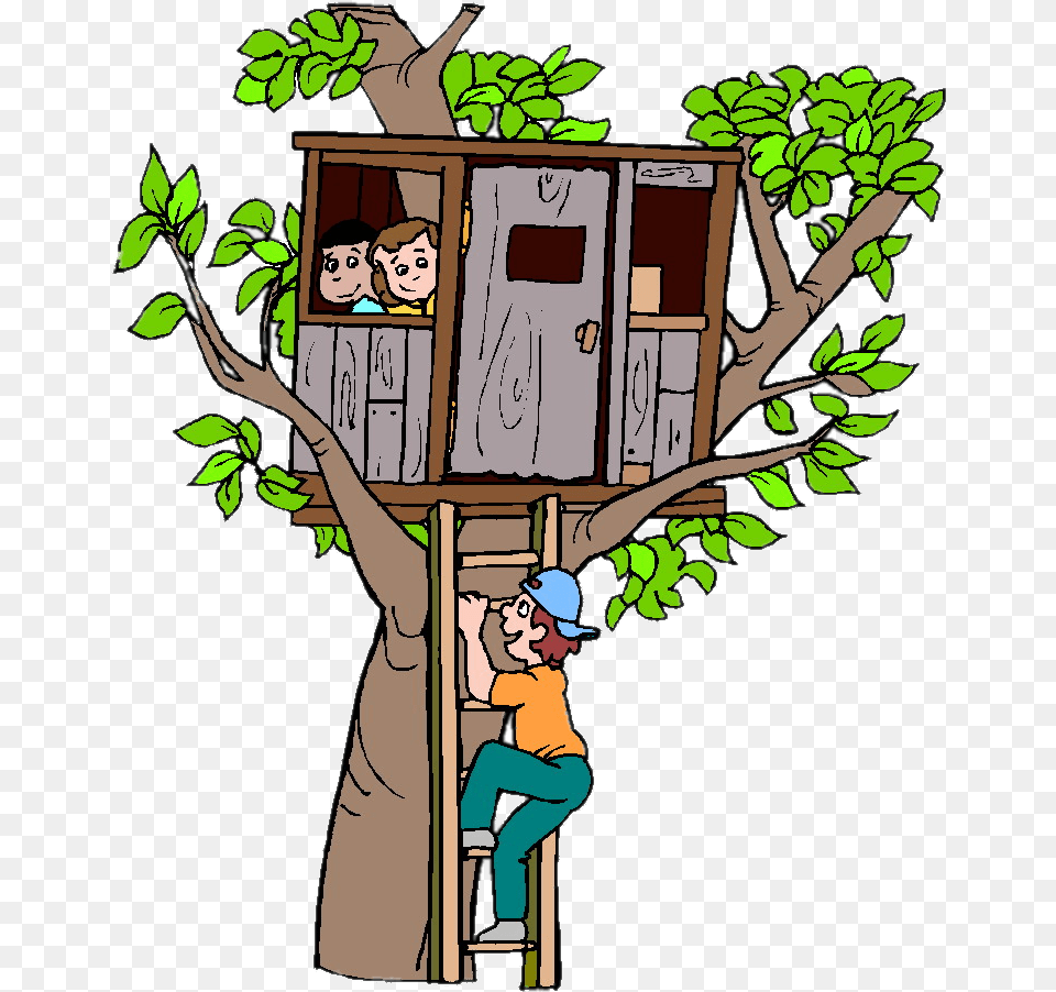 Build A Tree House Cartoon Clipart Magic Tree House, Architecture, Building, Housing, Person Free Transparent Png