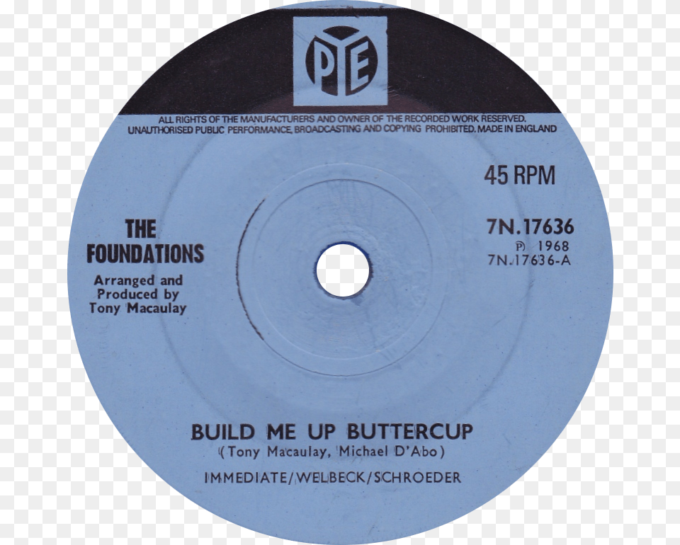 Build Me Up Buttercup By The Foundations Uk Vinyl Side A Pye Records, Disk, Dvd Png