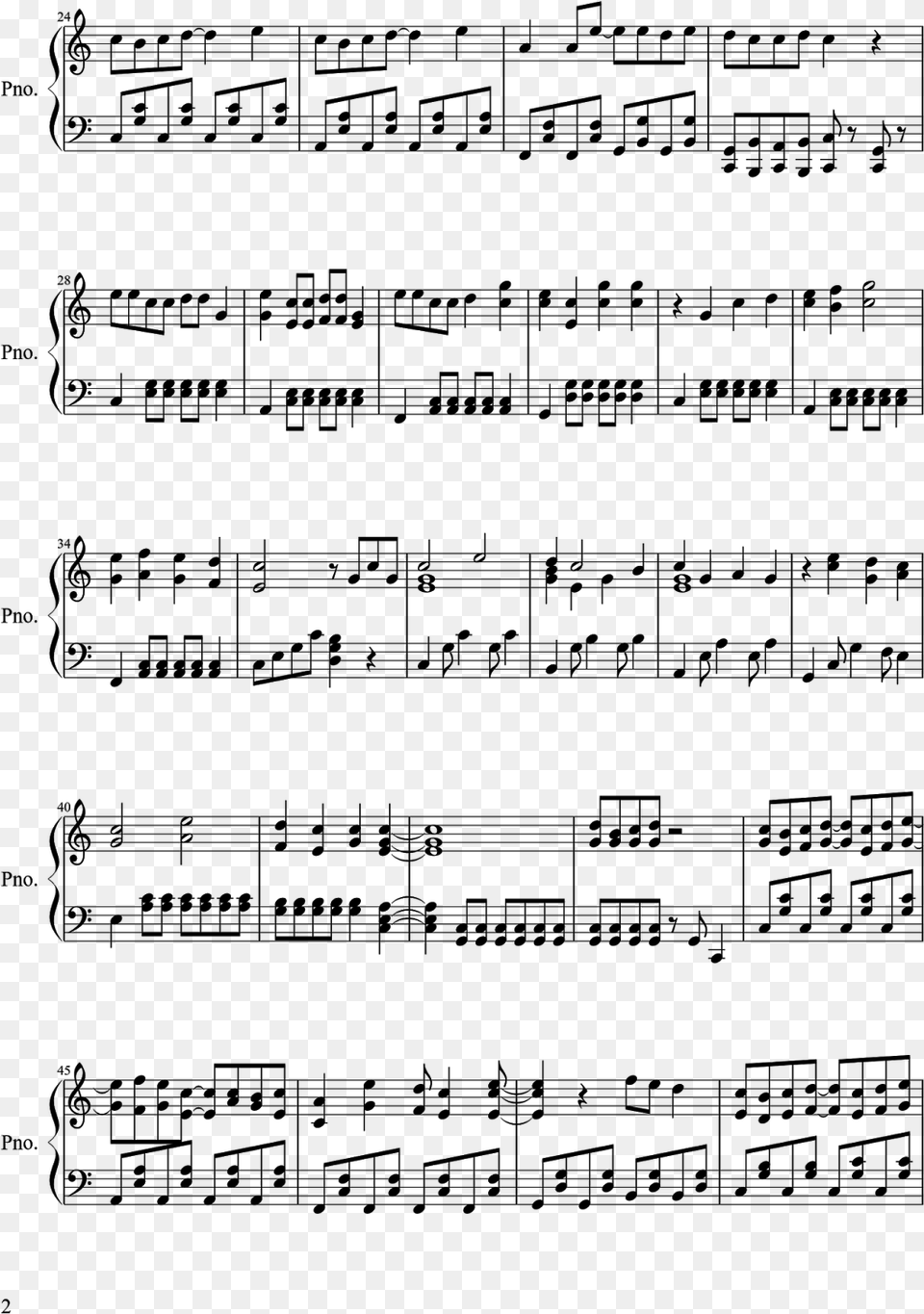 Build Our Machine Piano Sheet Music, Gray Png