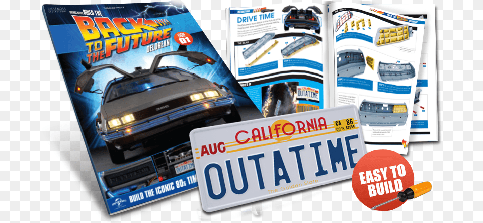 Build The Back To Future Delorean Binder Back To The Future, Advertisement, License Plate, Poster, Transportation Free Png Download
