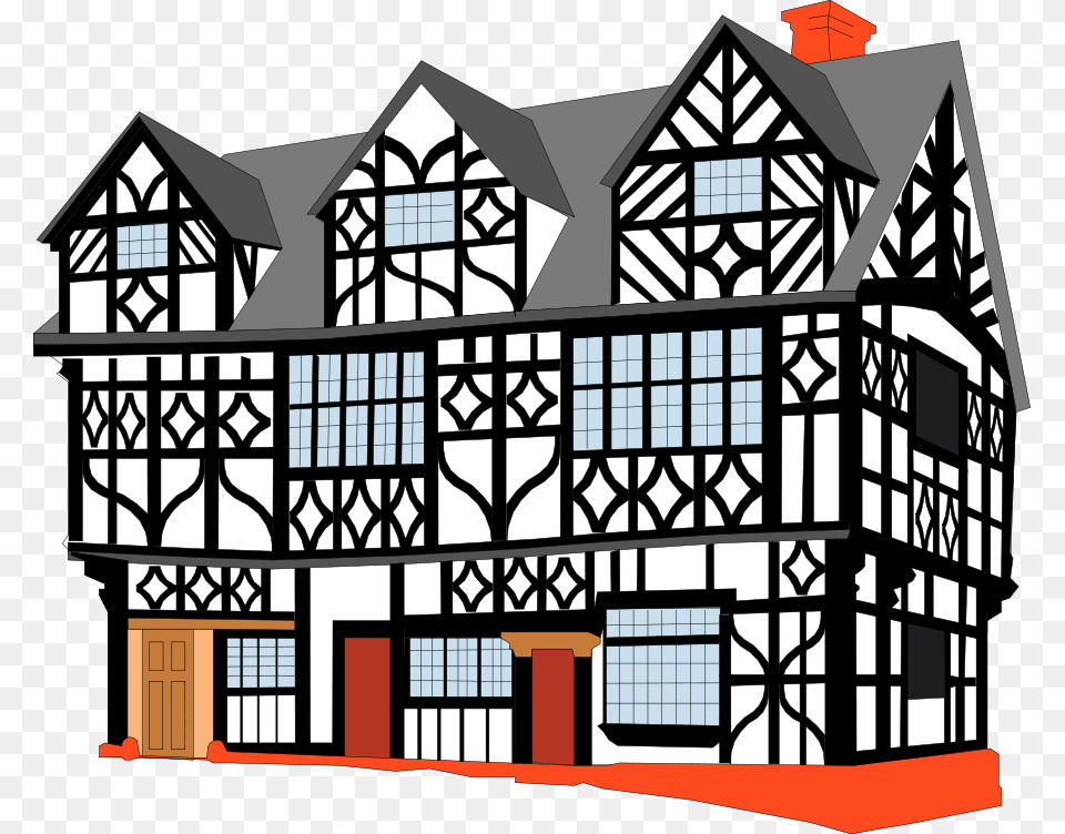 Building 01 Svg Clip Arts Elizabethan Wood Frame House, Architecture, Condo, Housing, Art Png