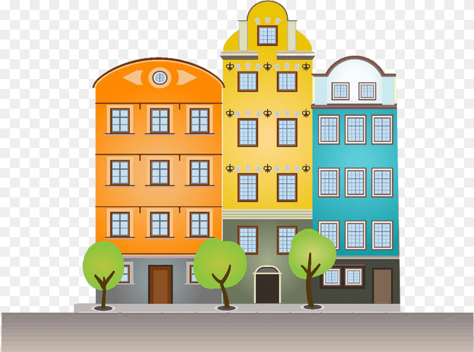 Building City Of Illustration Architecture The Cartoon Building Cartoon Images, Urban, Street, Road, Neighborhood Png Image
