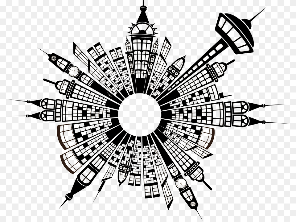 Building City Skyline Ring District Arrangement Different Cultures, Chandelier, Lamp, Accessories, Art Free Png