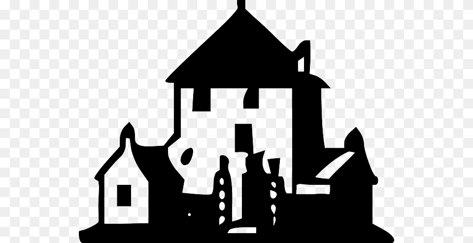 Building House Outline Houses Dark Estate Real, Stencil, Outdoors, Silhouette Png Image