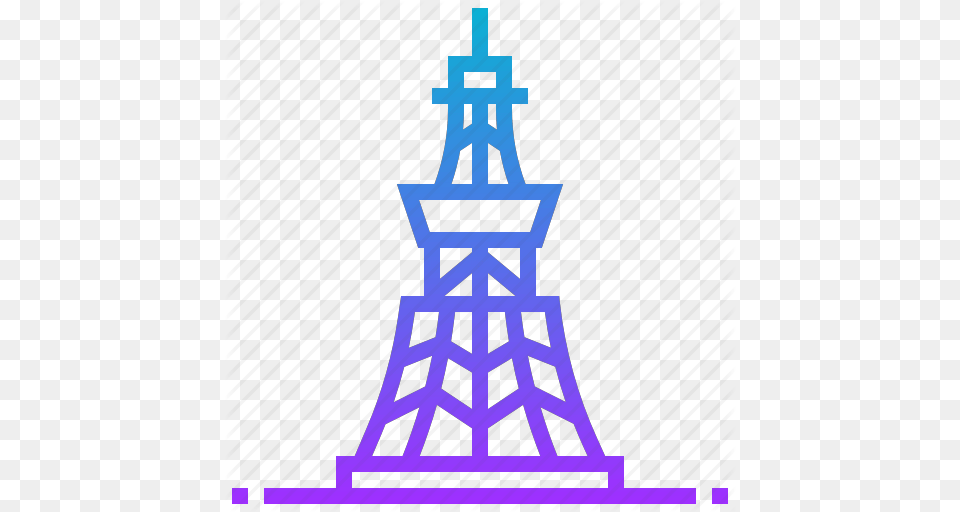 Building Japan Landmark Tokyo Tower Icon, Cable, Cross, Symbol, Power Lines Png Image