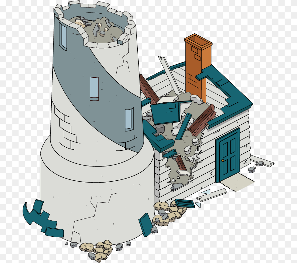 Building Lighthouse Destroyed Building, Person Free Png Download