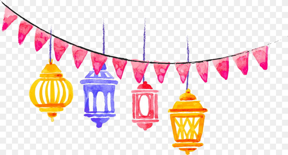 Building Painted Illustration Hand Ramadan Kareem Vector, Lamp, Lighting, Lantern Free Png