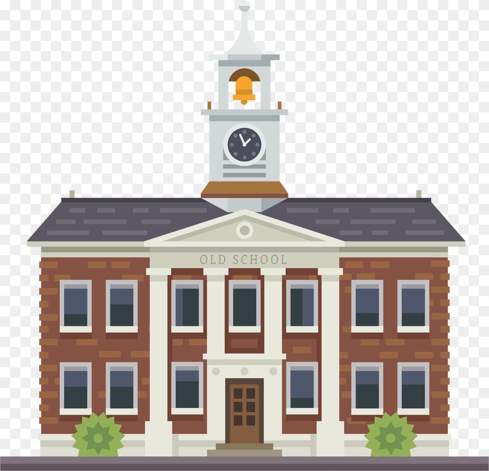 Building School Ancient University Illustration Church Old School Building, Architecture, Clock Tower, Tower, Bell Tower Free Png Download