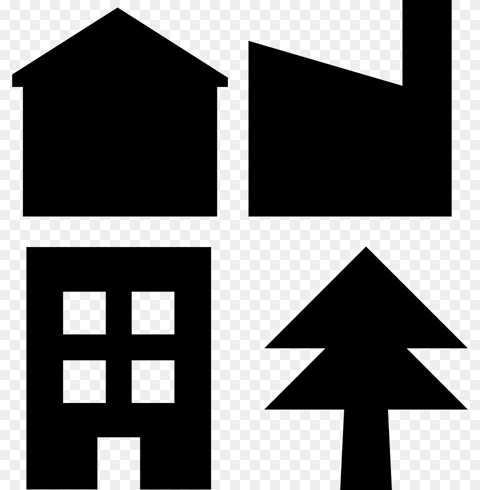 Building Silhouettes And Tree Sign, Stencil, Symbol, People, Person Png Image