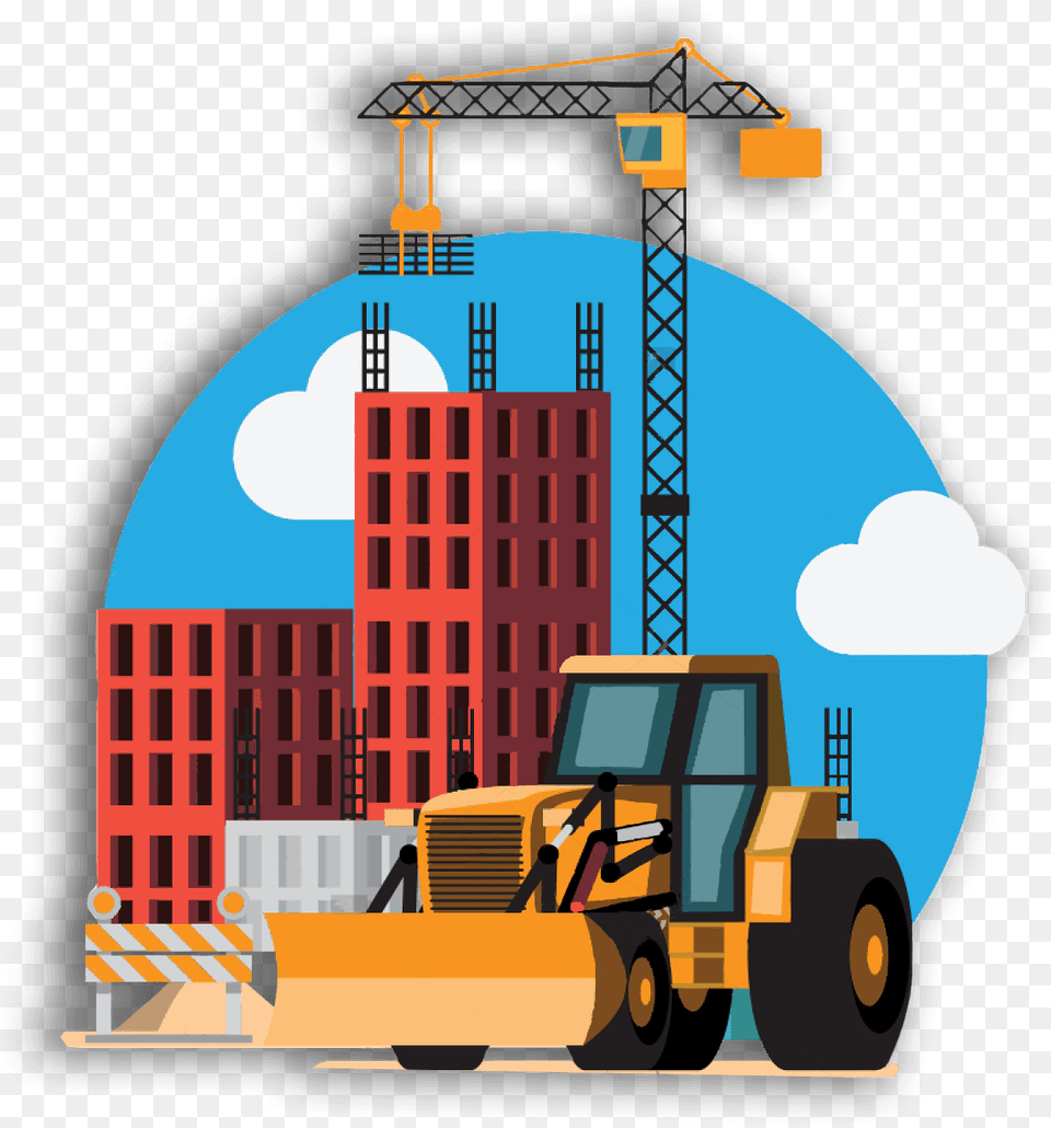 Building Under Construction Vector, Construction Crane, City, Bulldozer, Machine Png