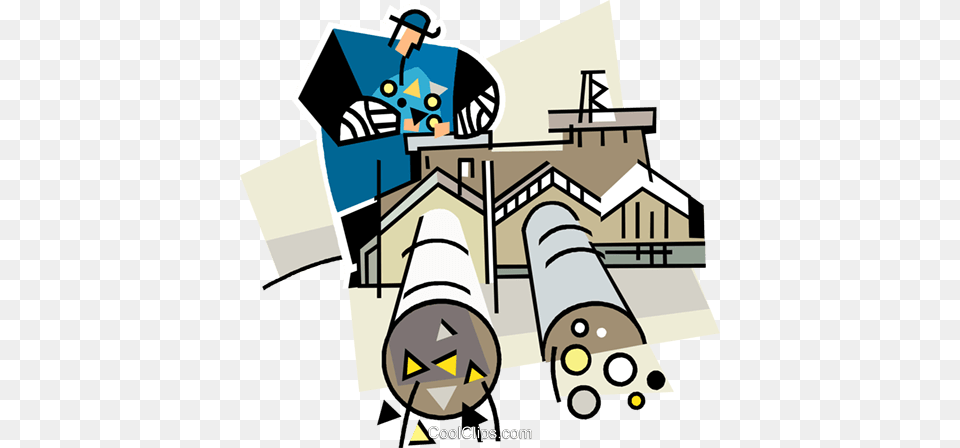 Building With A Pipeline Royalty Vector Clip Art Illustration, Bulldozer, Machine, Wheel Free Png