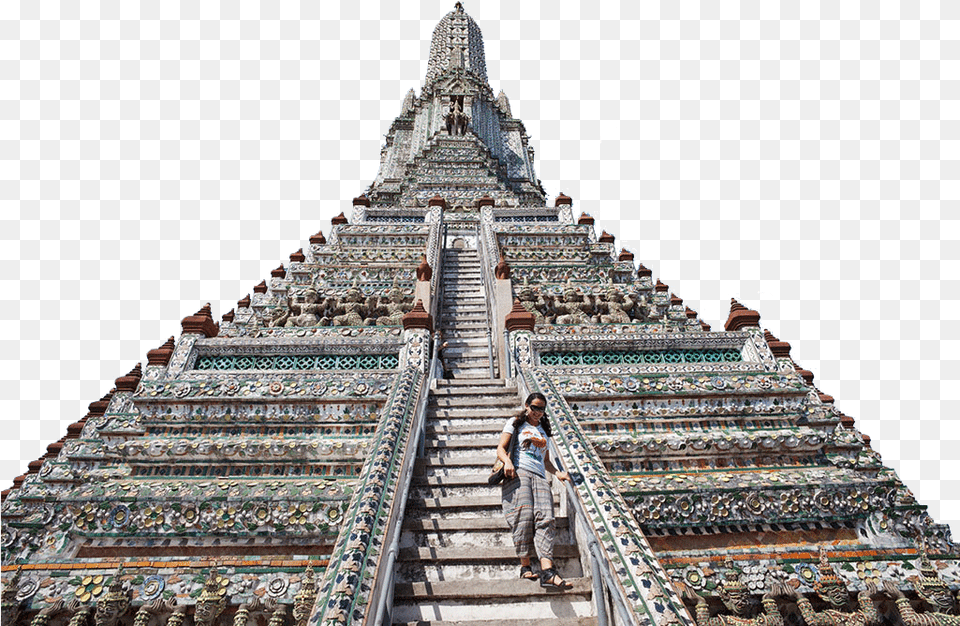 Building With Extreme Staircase Image Wat Arun, Architecture, Person, Temple Free Png Download