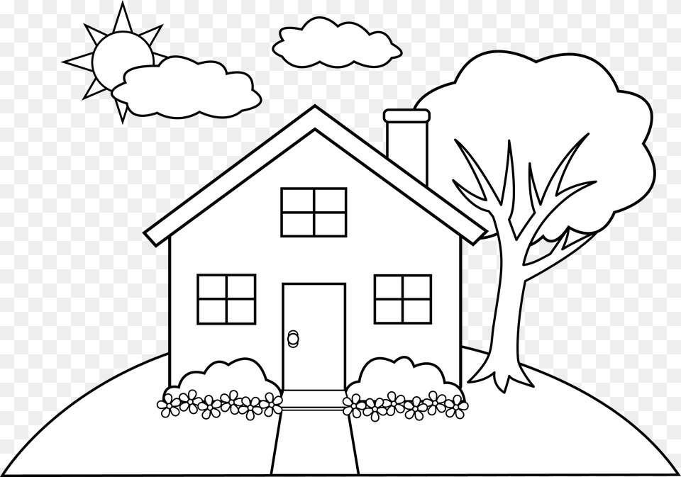 Buildings And Architecture My House Coloring Page, Art, Drawing, Building, Housing Png Image