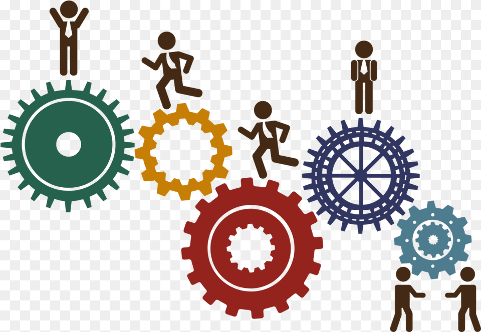 Buildings Clipart Teamwork Team Building, Machine, Gear, Wheel, Person Png Image