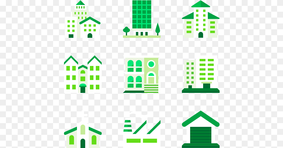 Buildings Icon, Green, Neighborhood Png Image
