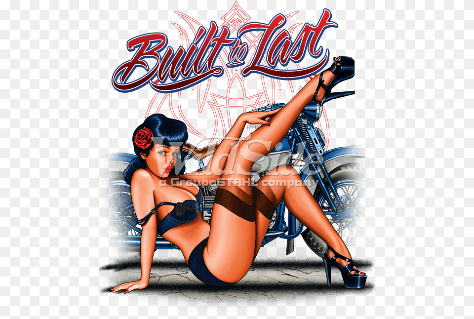 Built To Last Pin Up Motorcycle, Adult, Person, Woman, Female Png Image