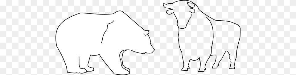 Bull And Bear Clip Arts For Web, Silhouette, Stencil Png Image