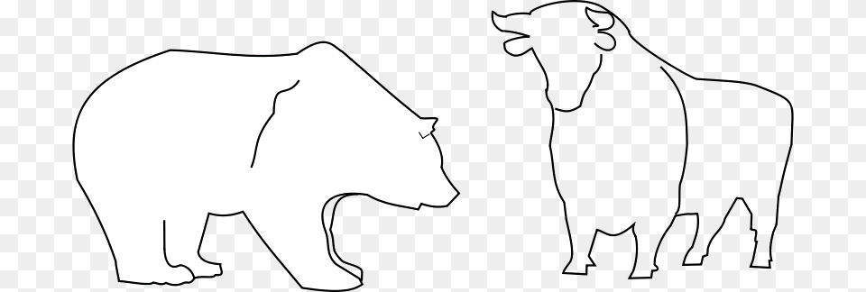 Bull And Bear Markets Clip Art, Silhouette, Stencil Free Png