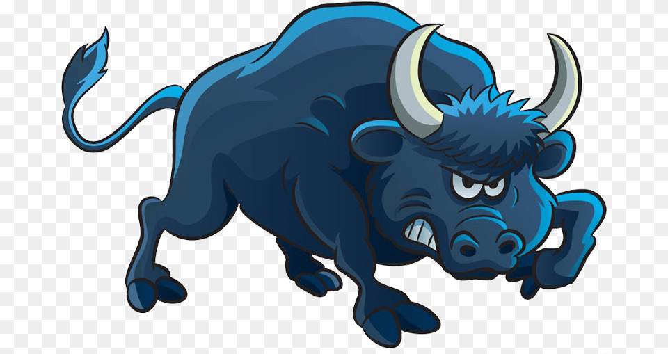 Bull Cartoon Illustration Angry Cow Angry Bull Cartoon, Animal, Buffalo, Mammal, Wildlife Free Png Download